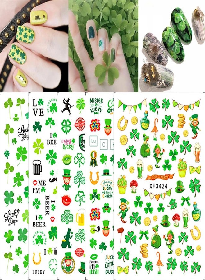 KRTBKR St. Patrick’s Day Nail Stickers 3D Self-Adhesive Shamrock Nail Art Stickers Clover Irish Green Dwarf Gold Hat Design St Patricks Day Nail Decals Nail Art Supplies for Women Acrylic Nails Decorations - Image 2